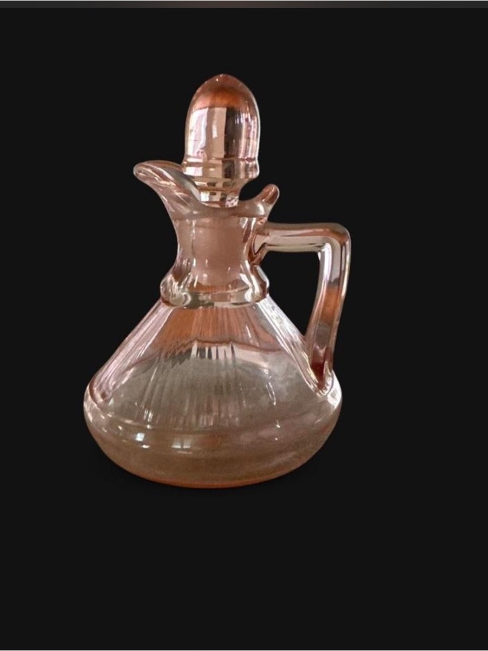 Vintage Heisy Pleat and Panel Flamingo Pink Depression Glass w Stopper